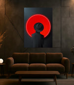 Mystery Man Neon Sign – Red Circle LED Wall Art on Plexiglass – Minimalist Dark Portrait Decor with Free Shipping