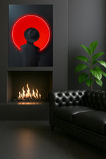 Mystery Man Neon Sign – Red Circle LED Wall Art on Plexiglass – Minimalist Dark Portrait Decor with Free Shipping