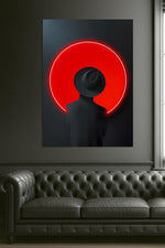 Mystery Man Neon Sign – Red Circle LED Wall Art on Plexiglass – Minimalist Dark Portrait Decor with Free Shipping
