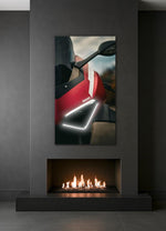 Italian Red Sport Motorcycle Neon Poster | UV Print LED Wall Art for Garage or Man Cave | Modern Motorcycle Decor with Remote Dimmer
