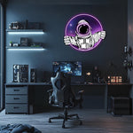 Floating Space Explorer Neon Sign – UV Printed LED Plexiglass Wall Art for Gamer Room & Modern Decor – Free Shipping