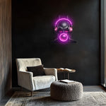 Cyber Bubble Mask Neon Wall Art – Pink LED Plexiglass UV Print for Gamer Room Decor – Geek Mood Light – Free Shipping
