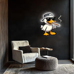 Gangster Duck Neon LED Wall Art β Cool Duck Plexiglass Sign β Smoking Cartoon Light Decor β Funny Gamer Room Piece β Free Shipping