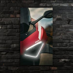 Italian Red Sport Motorcycle Neon Poster | UV Print LED Wall Art for Garage or Man Cave | Modern Motorcycle Decor with Remote Dimmer