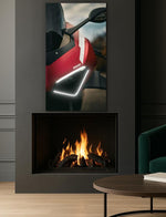 Italian Red Sport Motorcycle Neon Poster | UV Print LED Wall Art for Garage or Man Cave | Modern Motorcycle Decor with Remote Dimmer