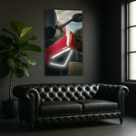 Italian Red Sport Motorcycle Neon Poster | UV Print LED Wall Art for Garage or Man Cave | Modern Motorcycle Decor with Remote Dimmer