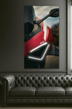 Italian Red Sport Motorcycle Neon Poster | UV Print LED Wall Art for Garage or Man Cave | Modern Motorcycle Decor with Remote Dimmer