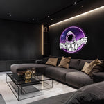 Floating Space Explorer Neon Sign – UV Printed LED Plexiglass Wall Art for Gamer Room & Modern Decor – Free Shipping
