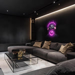 Cyber Bubble Mask Neon Wall Art – Pink LED Plexiglass UV Print for Gamer Room Decor – Geek Mood Light – Free Shipping