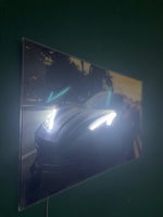 LED Sports Car Wall Art – Acrylic UV‑Printed, Remote Dimmer Included