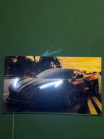 LED Sports Car Wall Art – Acrylic UV‑Printed, Remote Dimmer Included
