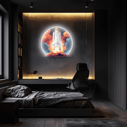 Space Shuttle Plexiglass Neon Art, Uv Print Neon Sign, Neon Light Sign, Neon Wall Art
