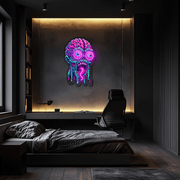 UV Printed Skull Neon Sign, Neon Wall Art, Neon Light Sign, Custom Neon Sign