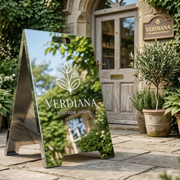 Silver Modern Chrome A-Frame Sidewalk Sign: Wedding, Bar, Business Display, Cafe Signboard, Wedding Sidewalk