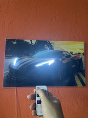 Neon Sports Car Wall Art – UV Printed LED Poster for Garage & Man Cave – Free Remote Control and Shipping