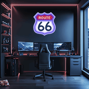Route 66  Plexiglass Neon Art, Route 66   Neon Sign, Neon Light Sign, Neon Wall Art