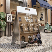 Silver Modern Chrome A-Frame Sidewalk Sign: Wedding, Bar, Business Display, Cafe Signboard, Wedding Sidewalk