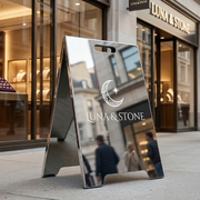 Silver Modern Chrome A-Frame Sidewalk Sign: Wedding, Bar, Business Display, Cafe Signboard, Wedding Sidewalk