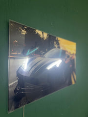 Neon Sports Car Wall Art – UV Printed LED Poster for Garage & Man Cave – Free Remote Control and Shipping