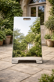 Silver Modern Chrome A-Frame Sidewalk Sign: Wedding, Bar, Business Display, Cafe Signboard, Wedding Sidewalk
