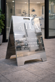 Silver Modern Chrome A-Frame Sidewalk Sign: Wedding, Bar, Business Display, Cafe Signboard, Wedding Sidewalk