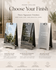 Black Mirror Stainless Steel A-Frame Sidewalk Sign – Outdoor Business Sign with Free Design Support & Free Express Shipping