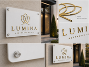 Custom Metal Business Sign with Mirror Acrylic Logo | Personalized Office Sign | Modern Wall Mounted Company Sign