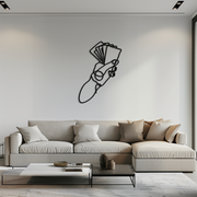 Geometric Hand Holding Cards - Minimalist Metal Wall Art - KAF049