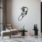 Geometric Hand Holding Cards - Minimalist Metal Wall Art - KAF049