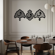 Vav Calligraphy Metal Wall Art - Set of Three Elegant Islamic Designs - KAF243