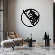 Grim Reaper Circle Metal Wall Art – Dark Gothic Scythe Decor for Horror Enthusiasts- KAF586
