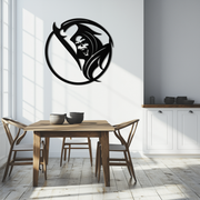 Grim Reaper Circle Metal Wall Art – Dark Gothic Scythe Decor for Horror Enthusiasts- KAF586