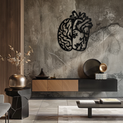 Brain and Heart Fusion Metal Wall Art – Symbolic Anatomy Design for Mind and Emotion Balance- KAF587