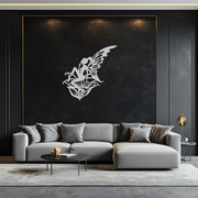 Flower Fairy Silhouette Metal Wall Art – Whimsical Fantasy Decor for Girls' Rooms- KAF590