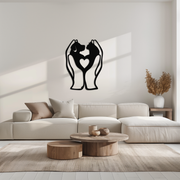 Dog and Cat in Hand Metal Wall Art – Heartwarming Pet Love Decor for Animal Lovers- KAF593