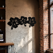 Hibiscus Flower Trio Metal Wall Art – Tropical Floral Silhouette for Home Decor- KAF594