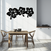 Hibiscus Flower Trio Metal Wall Art – Tropical Floral Silhouette for Home Decor- KAF594