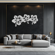 Hibiscus Flower Trio Metal Wall Art – Tropical Floral Silhouette for Home Decor- KAF594