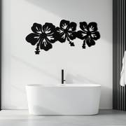 Hibiscus Flower Trio Metal Wall Art – Tropical Floral Silhouette for Home Decor- KAF594