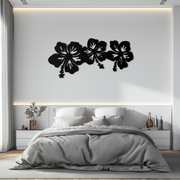 Hibiscus Flower Trio Metal Wall Art – Tropical Floral Silhouette for Home Decor- KAF594