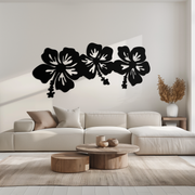 Hibiscus Flower Trio Metal Wall Art – Tropical Floral Silhouette for Home Decor- KAF594
