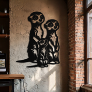 Meerkat Family Metal Wall Art – Playful Animal Silhouette Decor for Nature Lovers- KAF595
