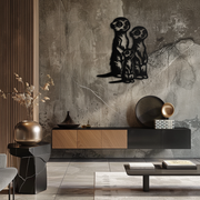 Meerkat Family Metal Wall Art – Playful Animal Silhouette Decor for Nature Lovers- KAF595