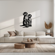 Meerkat Family Metal Wall Art – Playful Animal Silhouette Decor for Nature Lovers- KAF595