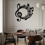 Musical Notes Circle Metal Wall Art – Treble Clef Music Decor for Home or Studio- KAF596