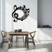 Musical Notes Circle Metal Wall Art – Treble Clef Music Decor for Home or Studio- KAF596