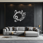 Musical Notes Circle Metal Wall Art – Treble Clef Music Decor for Home or Studio- KAF596