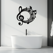 Musical Notes Circle Metal Wall Art – Treble Clef Music Decor for Home or Studio- KAF596