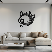 Musical Notes Circle Metal Wall Art – Treble Clef Music Decor for Home or Studio- KAF596