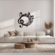 Musical Notes Circle Metal Wall Art – Treble Clef Music Decor for Home or Studio- KAF596